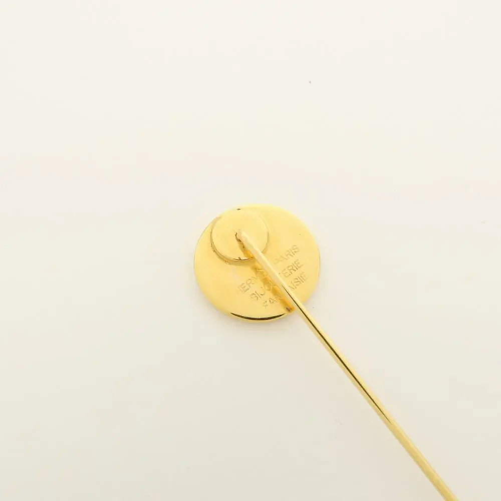 7072 - Hermes Set Of 2 Sellier Metal Pin Brooch Gold